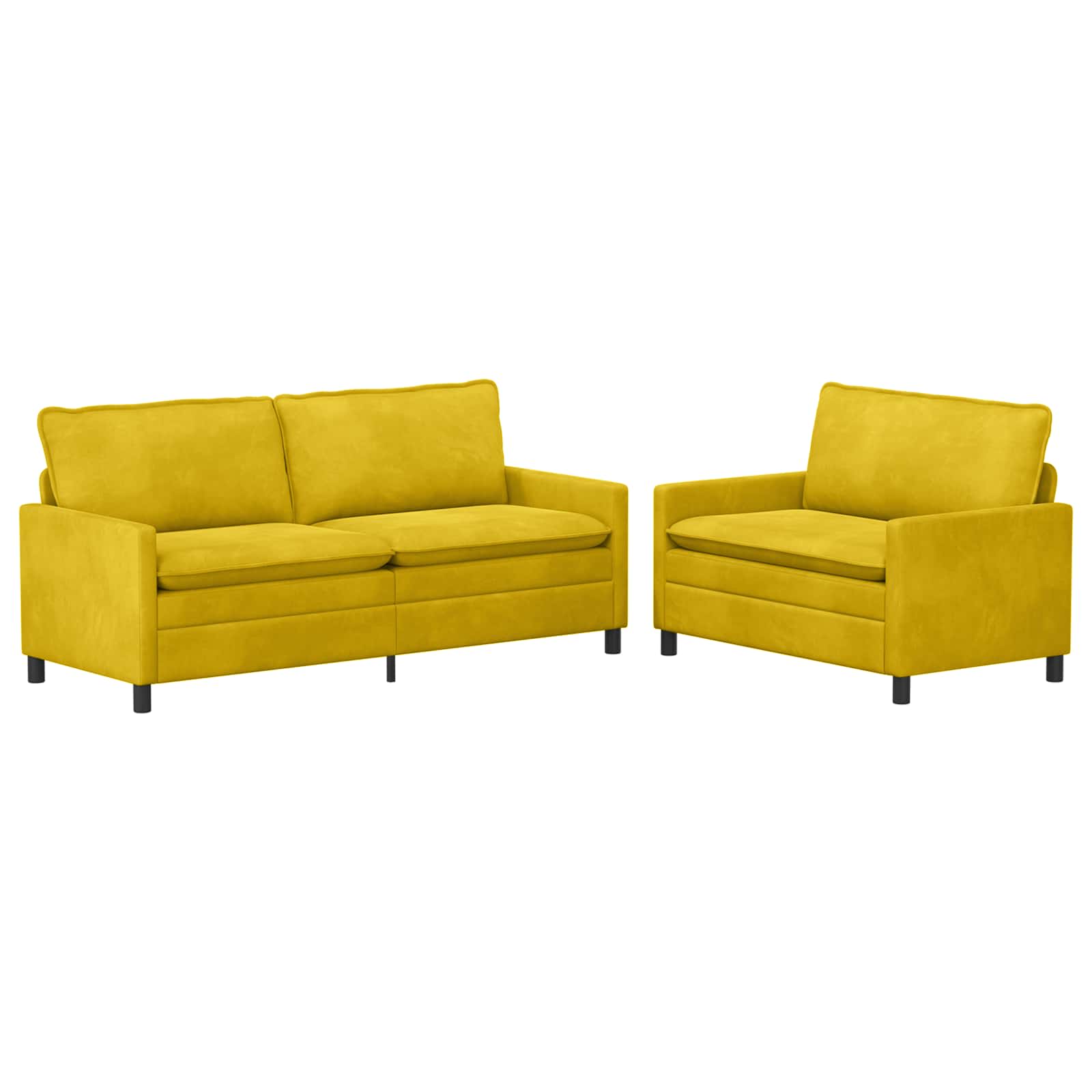 Sofa Set 2 pcs Gelb Samt