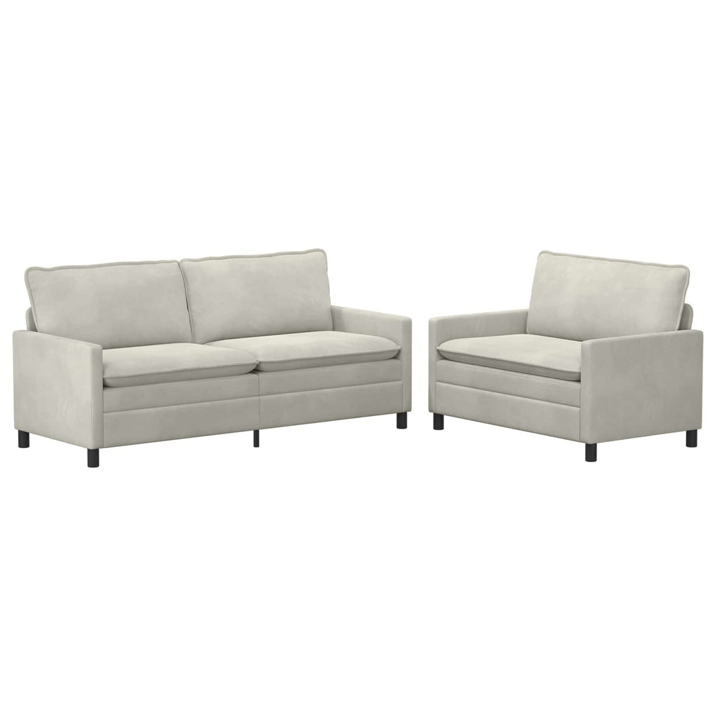 Sofa Set 2 pcs Creme Samt