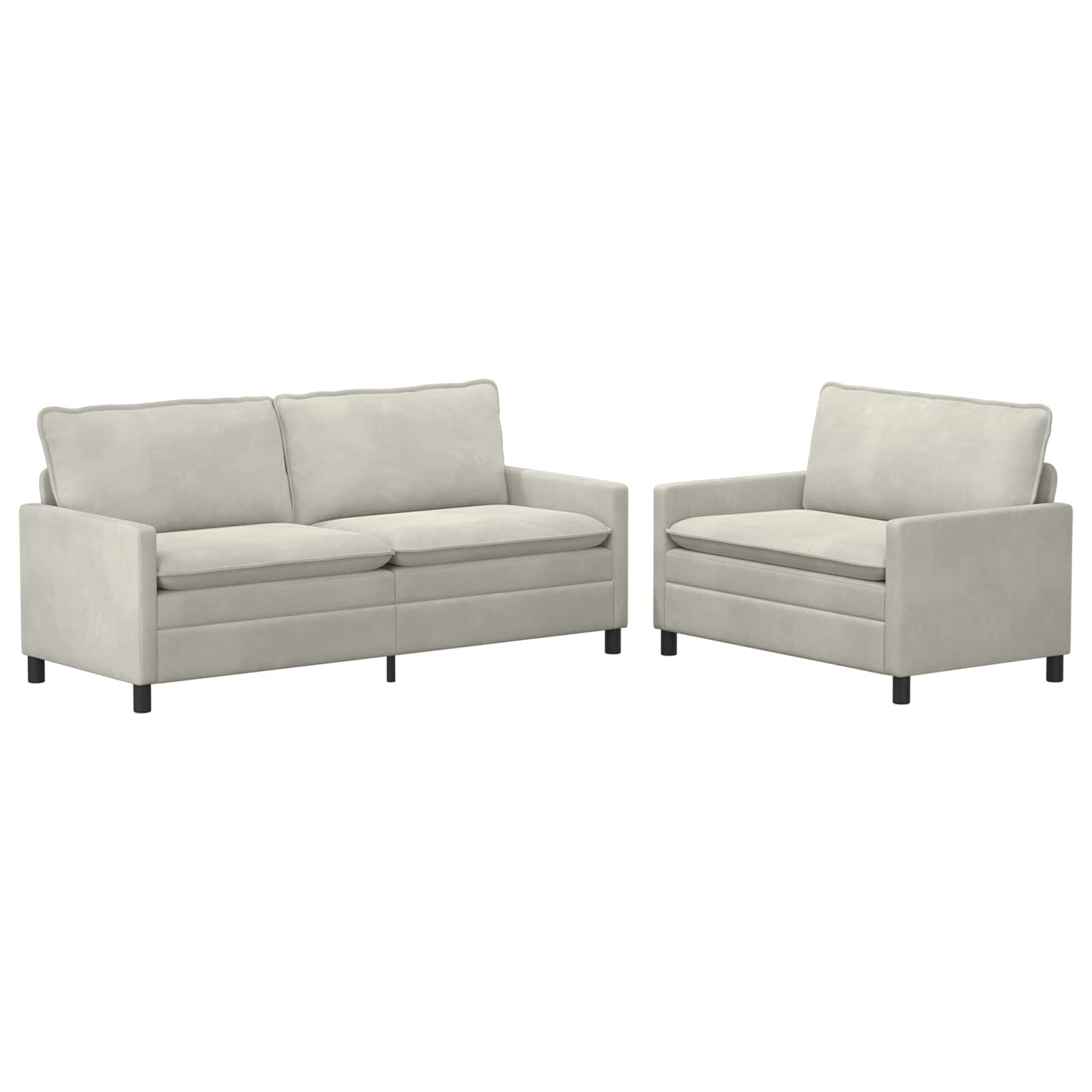 Sofa Set 2 pcs Creme Samt