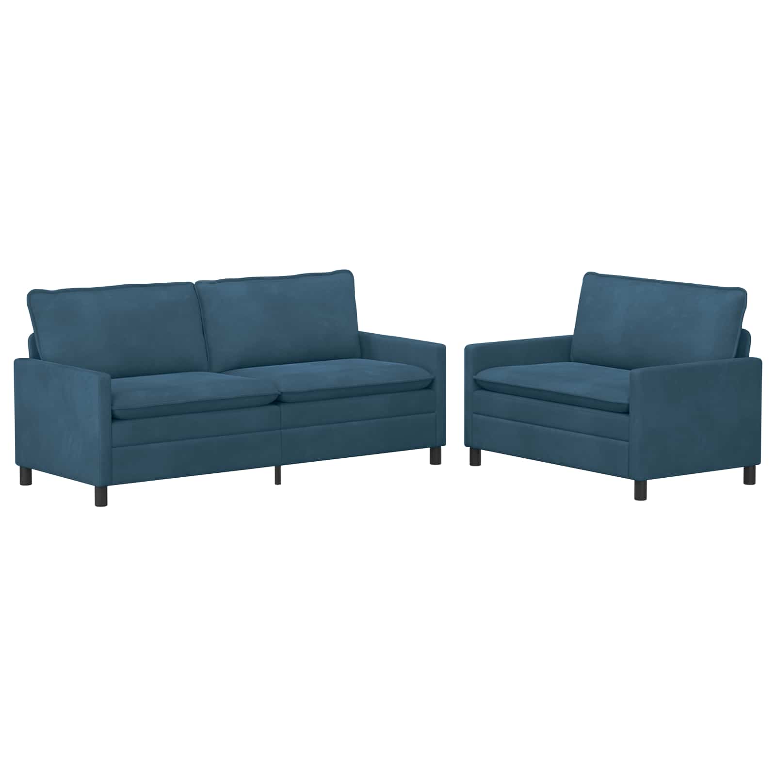 Sofa Set 2 pcs Blau Samt