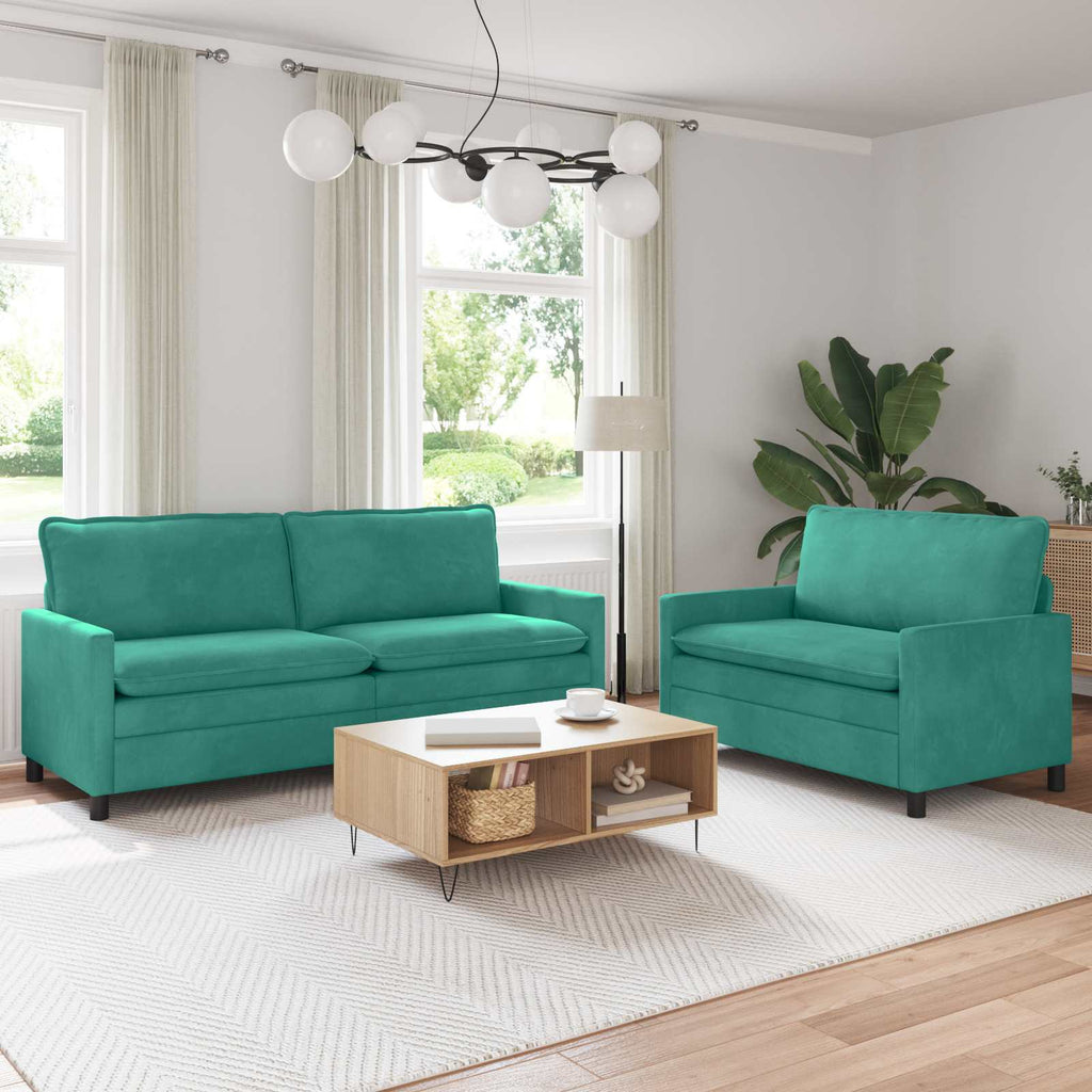 Sofa Set 2 pcs Türkis Samt