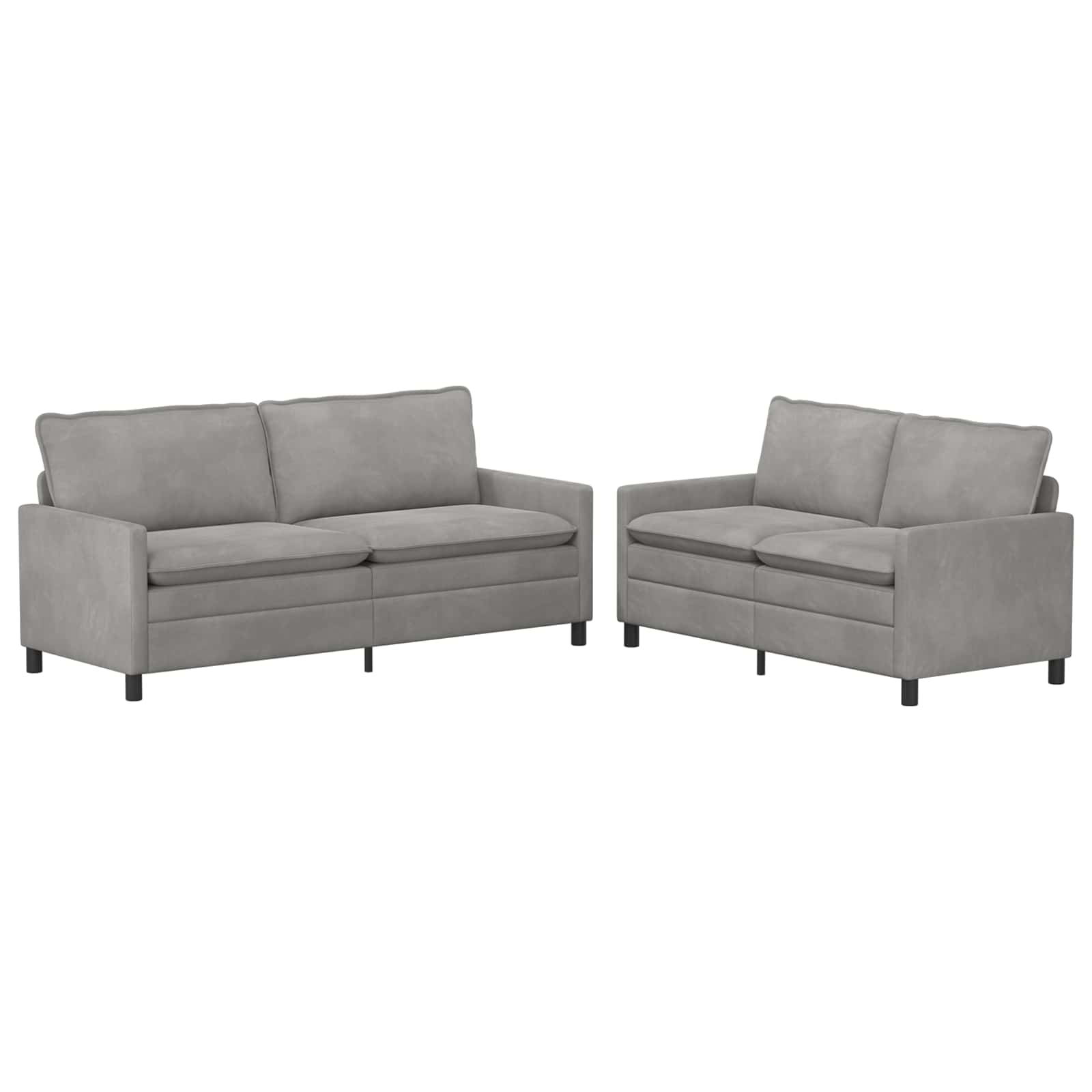 Sofa Set 2 pcs Hellgrau Samt