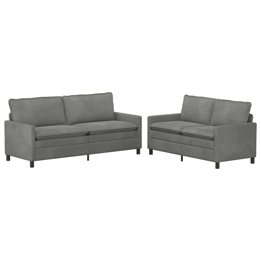 Sofa Set 2 pcs Dunkelgrau Samt