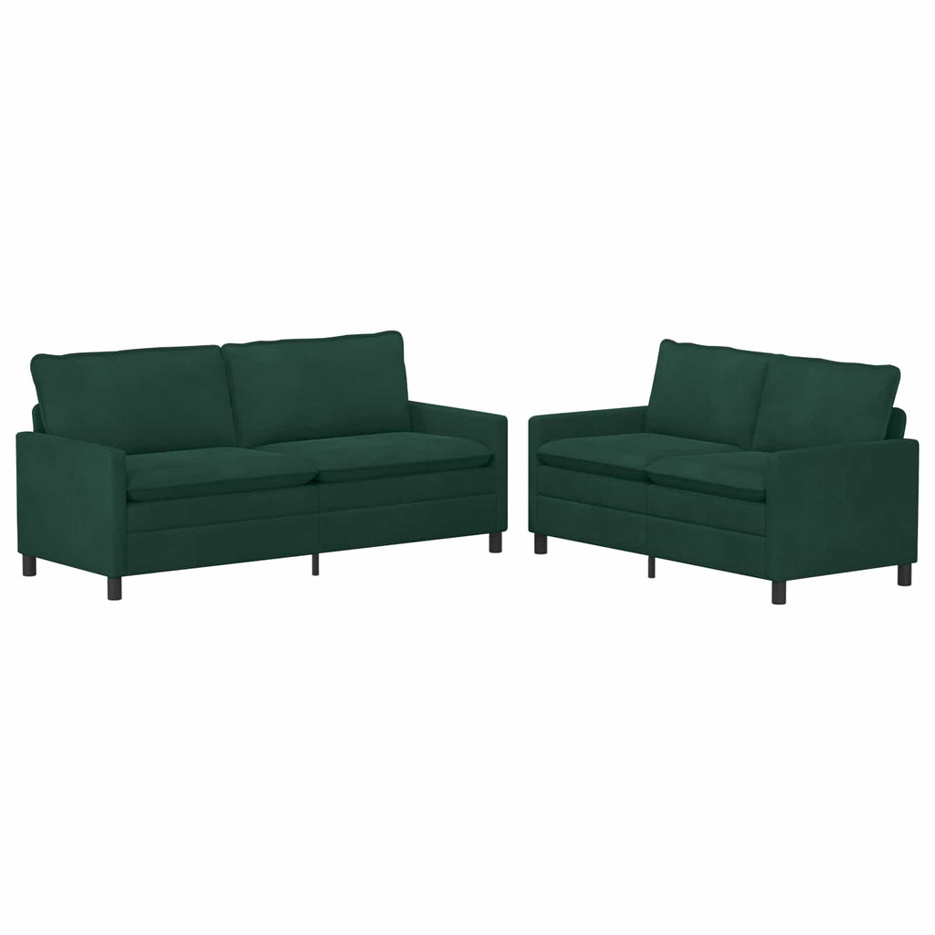 Sofa Set 2 pcs Dunkelgrün Samt
