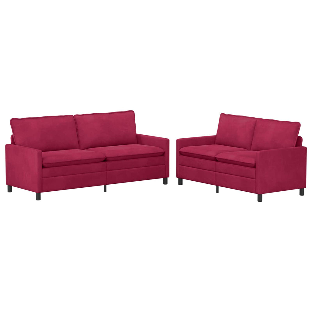Sofa Set 2 pcs Weinrot Samt
