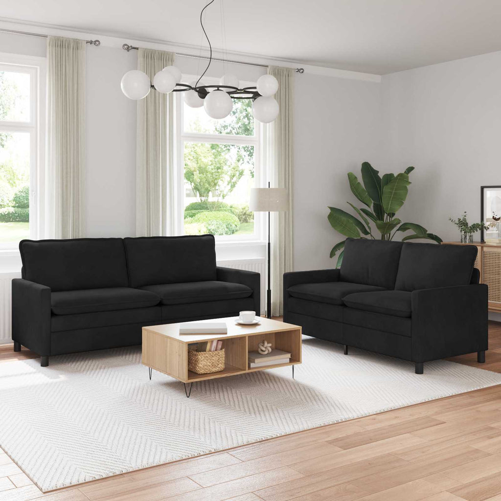 Sofa Set 2 pcs Schwarz Samt