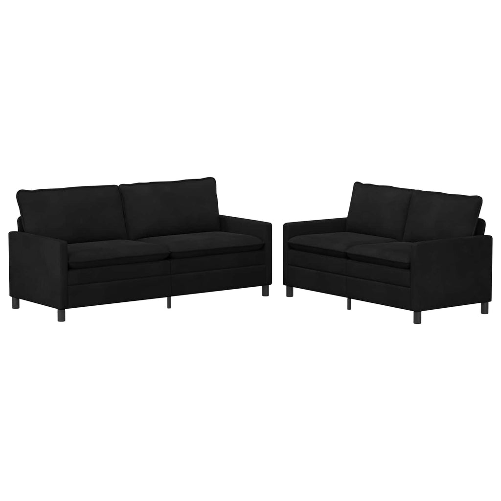 Sofa Set 2 pcs Schwarz Samt