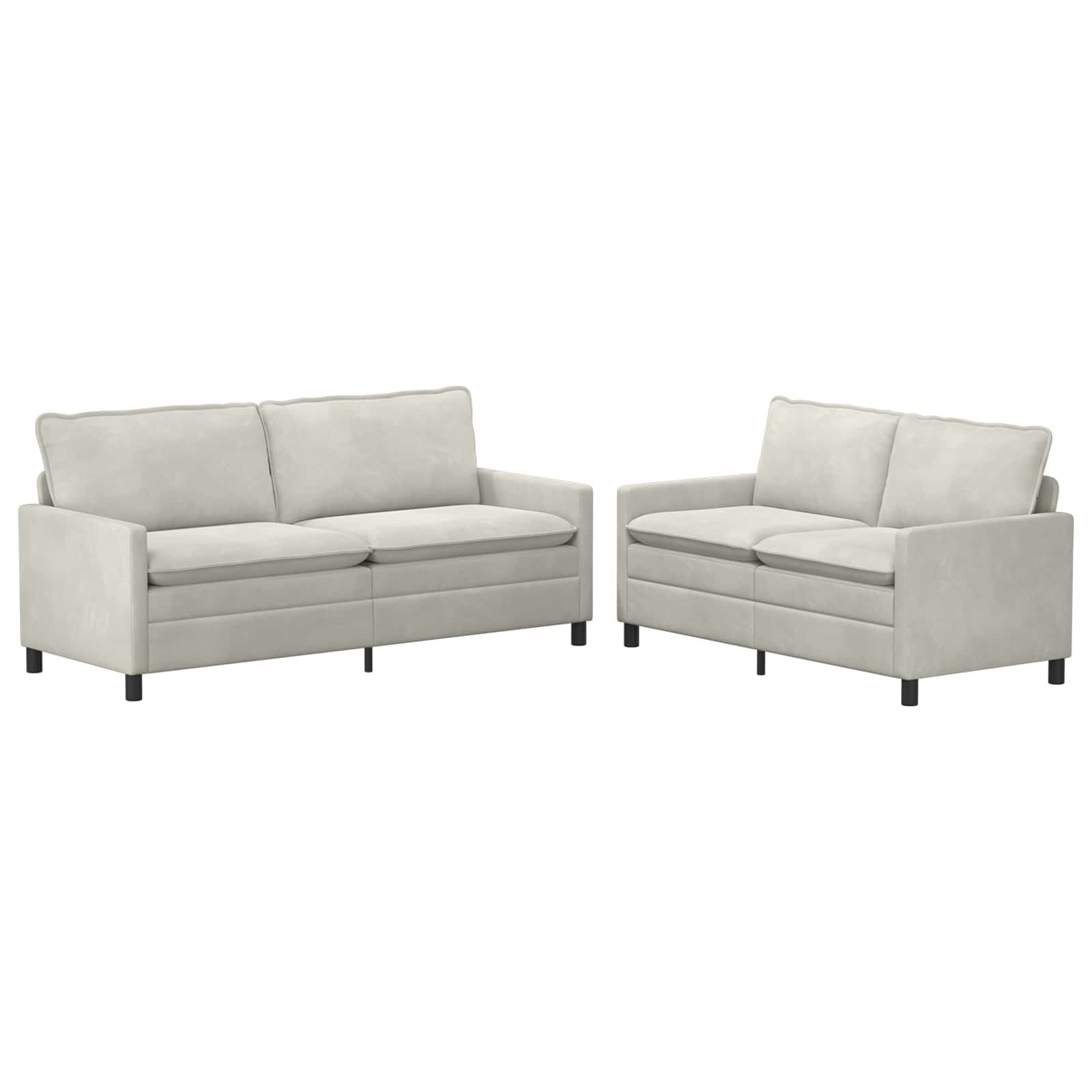 Sofa Set 2 pcs Creme Samt