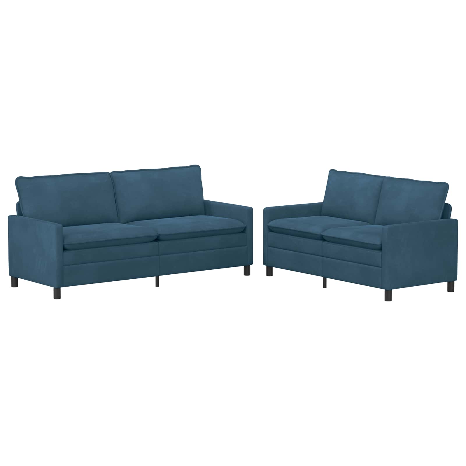 Sofa Set 2 pcs Blau Samt