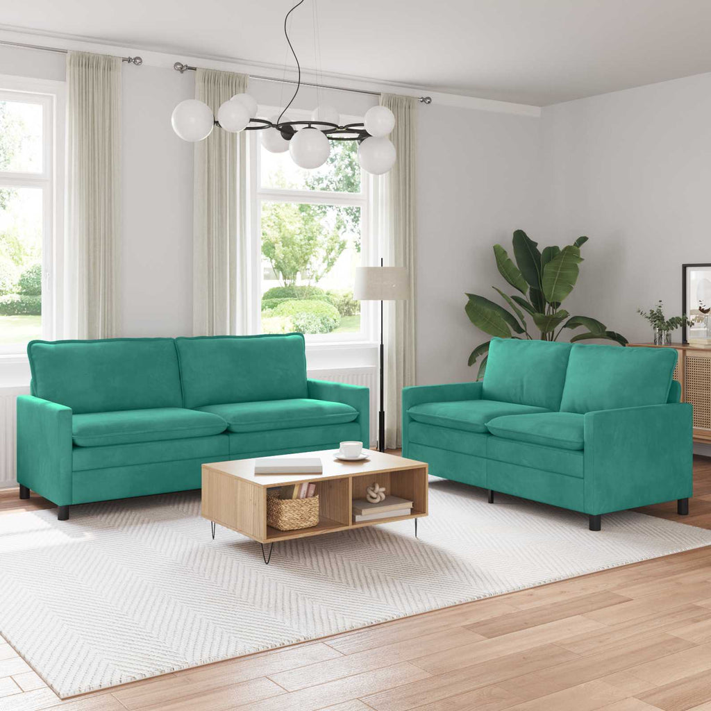Sofa Set 2 pcs Türkis Samt