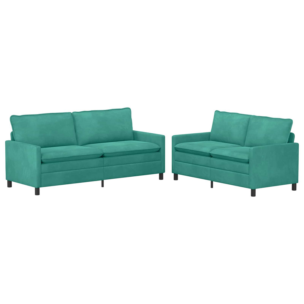 Sofa Set 2 pcs Türkis Samt