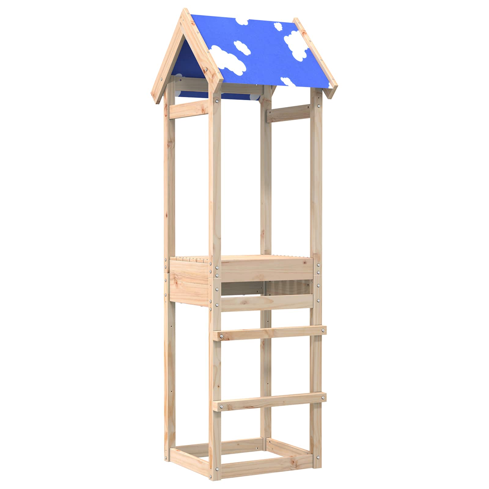 Spielturm Braun 52,5 x 46,5 x 195 cm Massives Kiefernholz