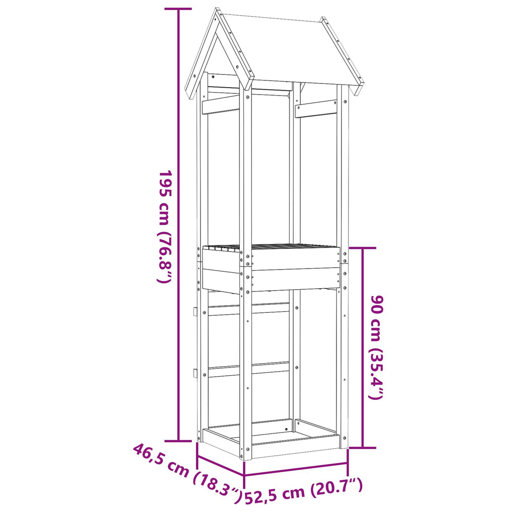 Spielturm Braun 52,5 x 46,5 x 195 cm Massives Douglasienholz