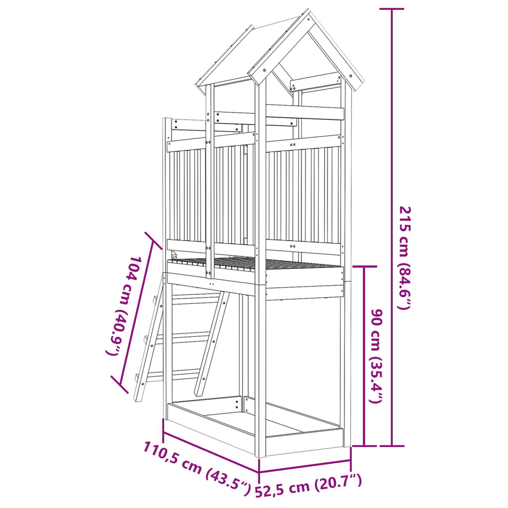 Spielturm Braun 52,5 x 110,5 x 215 cm Massives Douglasienholz