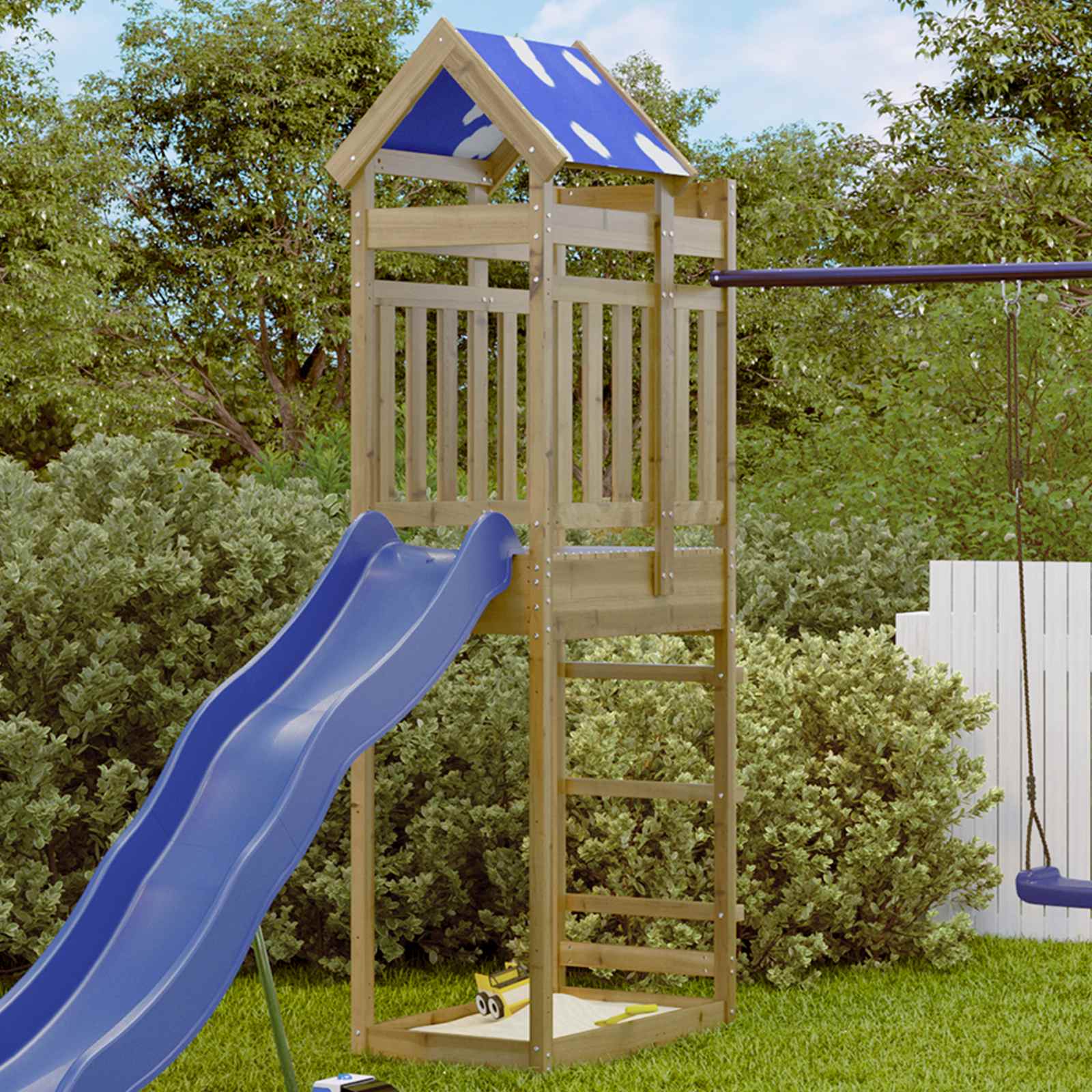 Spielturm Braun 52.5 x 85 x 239 cm Massives imprägniertes Holz