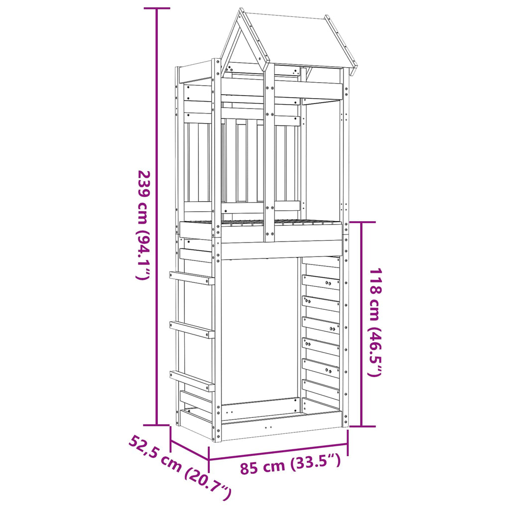 Spielturm Braun 85 x 52,5 x 239 cm Massives Kiefernholz