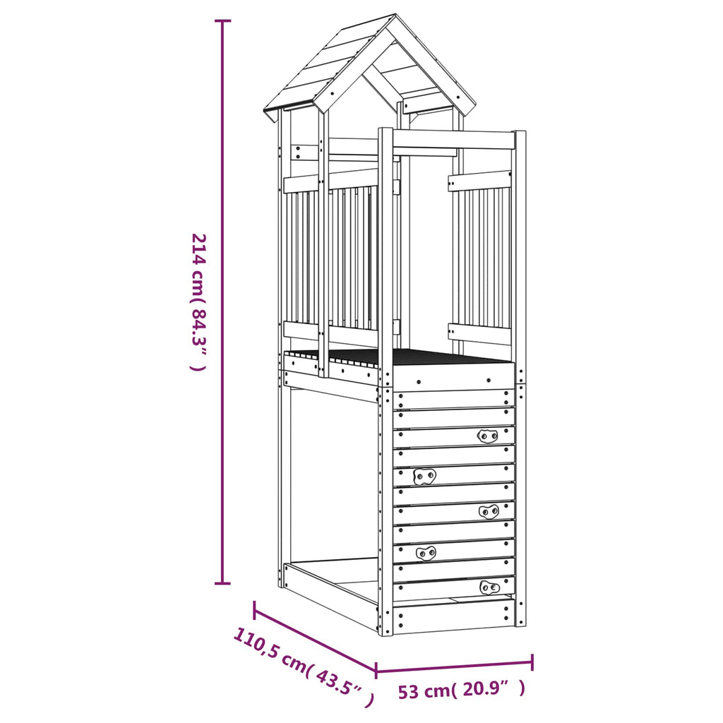 Spielturm Braun 53 x 110,5 x 214 cm Massives Douglasienholz