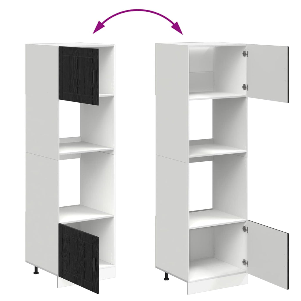 Backofenschrank PORTO Schwarz Eichen-Optik 60 x 57 x 207 cm