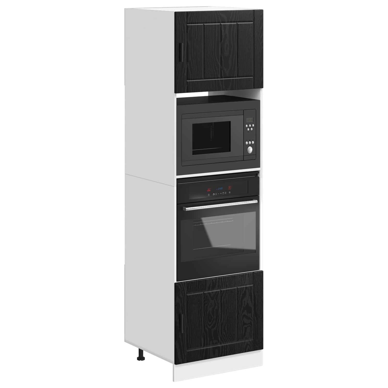 Backofenschrank PORTO Schwarz Eichen-Optik 60 x 57 x 207 cm
