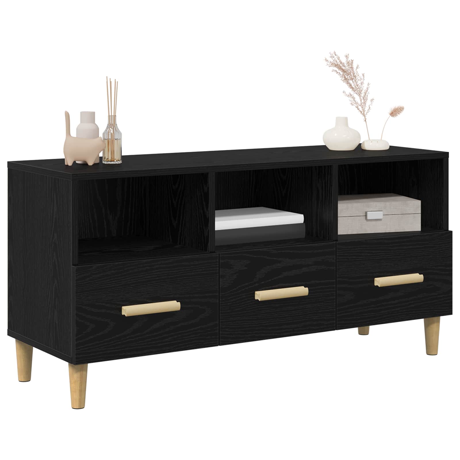 TV-Schränk Schwarz Eichen-Optik 102 x 36 x 50 cm Holzwerkstoff