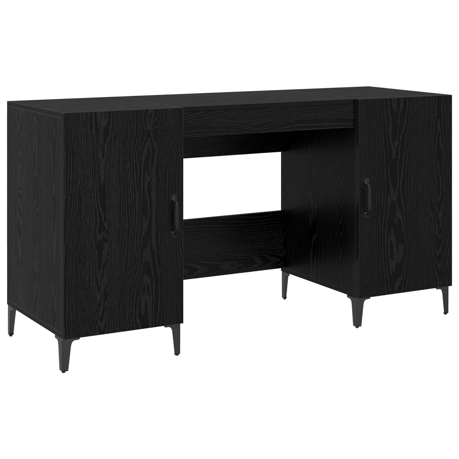 Schreibtisch mit Speicher Schwarz Eichen-Optik 140 x 50 x 75 cm