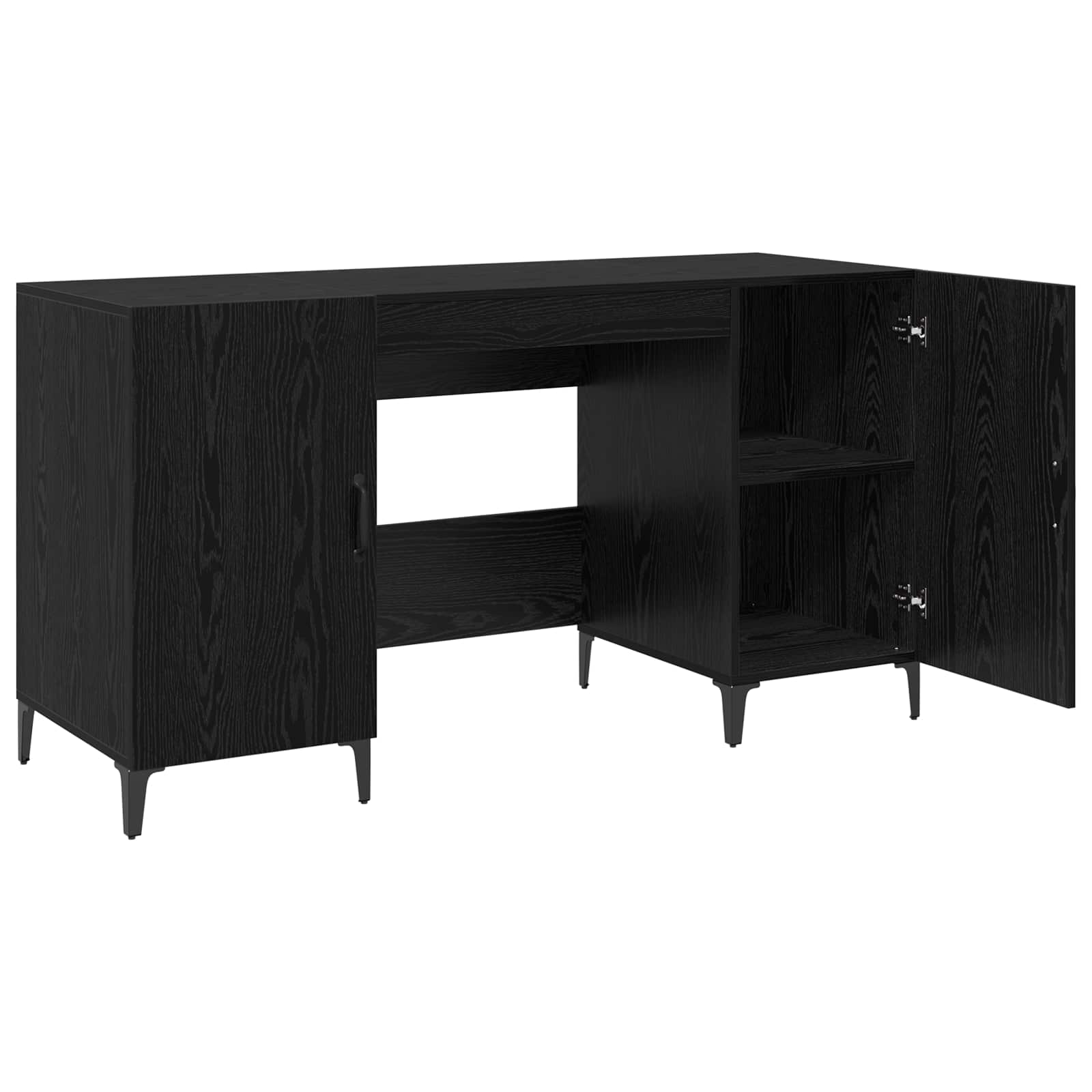 Schreibtisch mit Speicher Schwarz Eichen-Optik 140 x 50 x 75 cm
