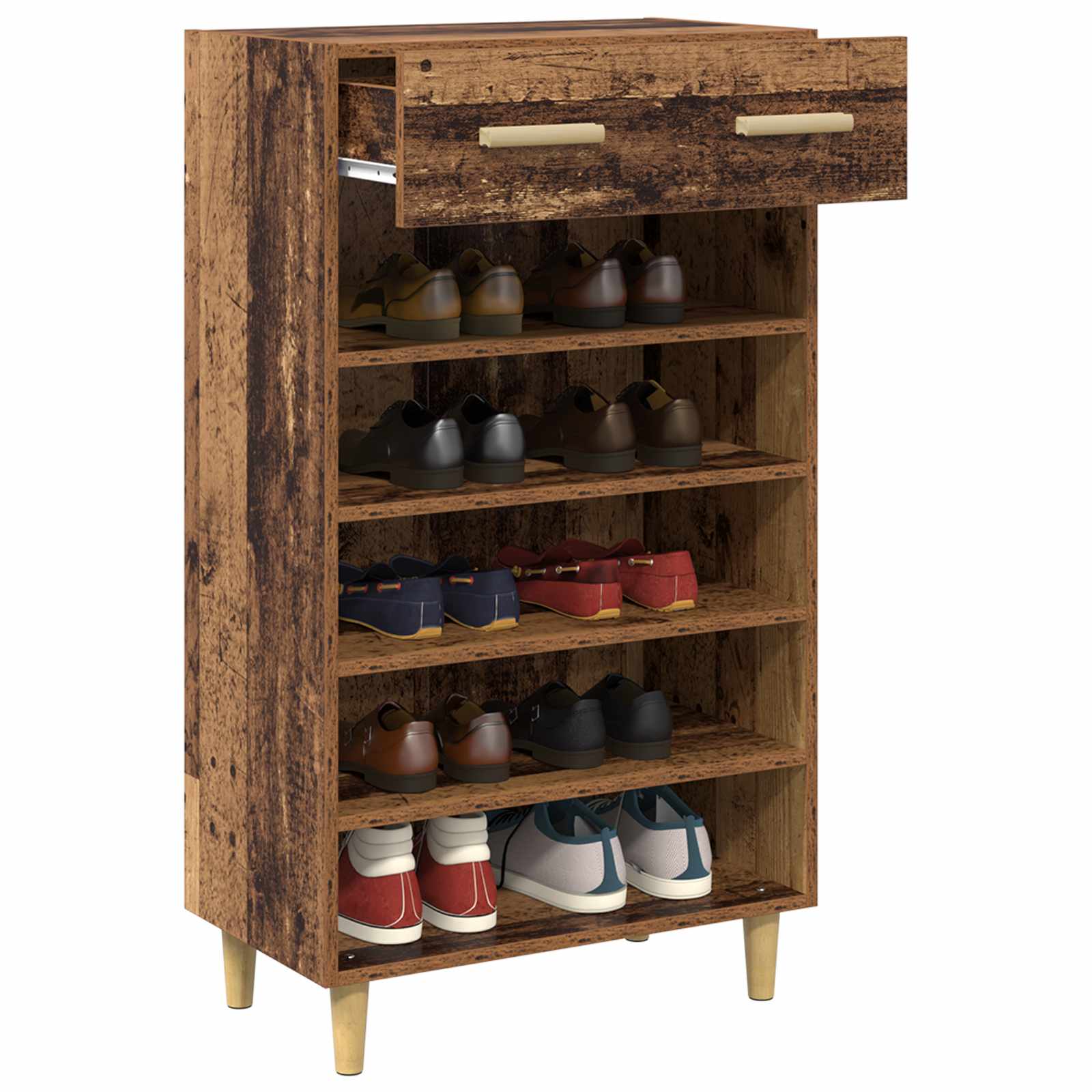 Schuhschrank mit Regal Altholz 60 x 35 x 105 cm Holzwerkstoff