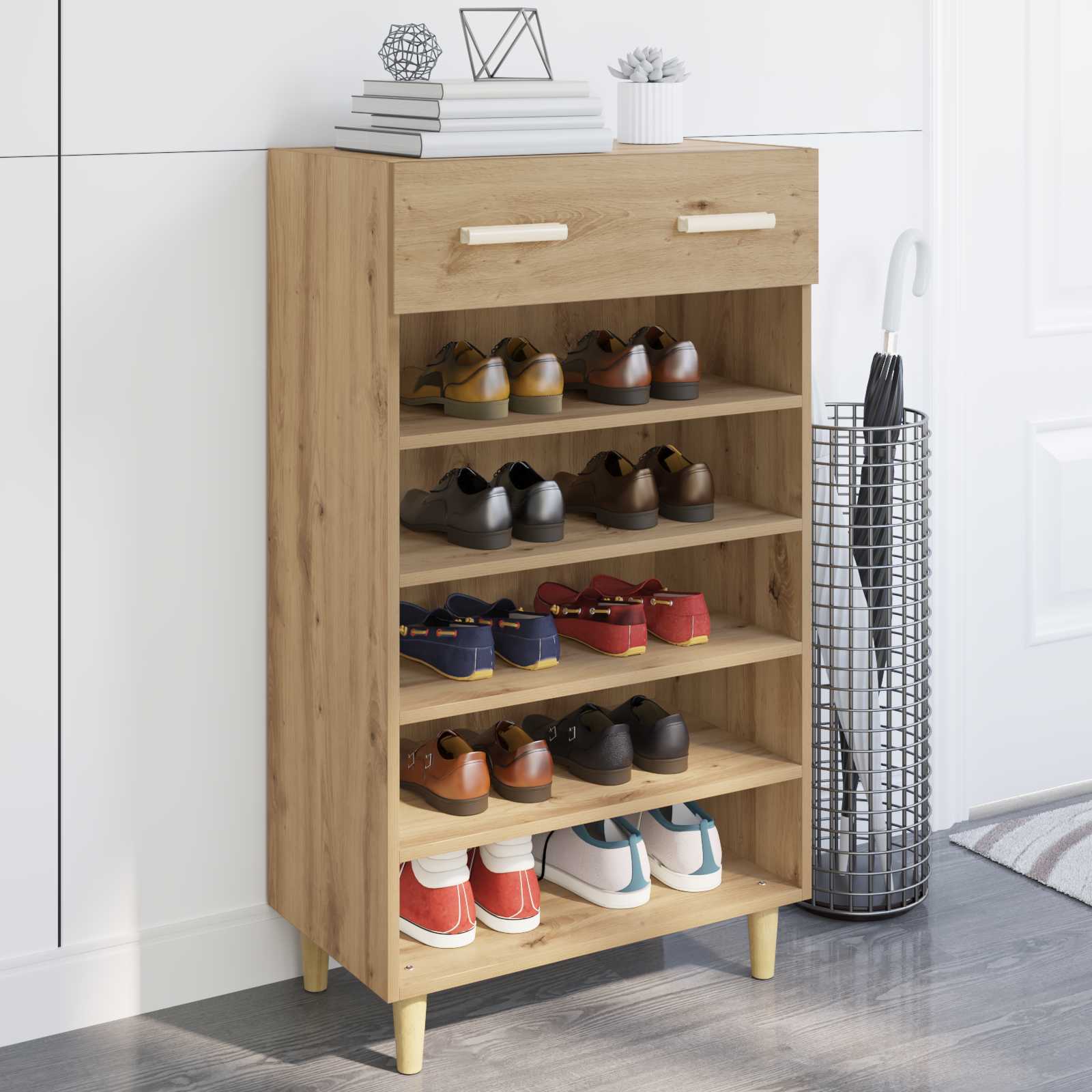 Schuhschrank Kunsthandwerk Eiche 60 x 35 x 105 cm Holzwerkstoff