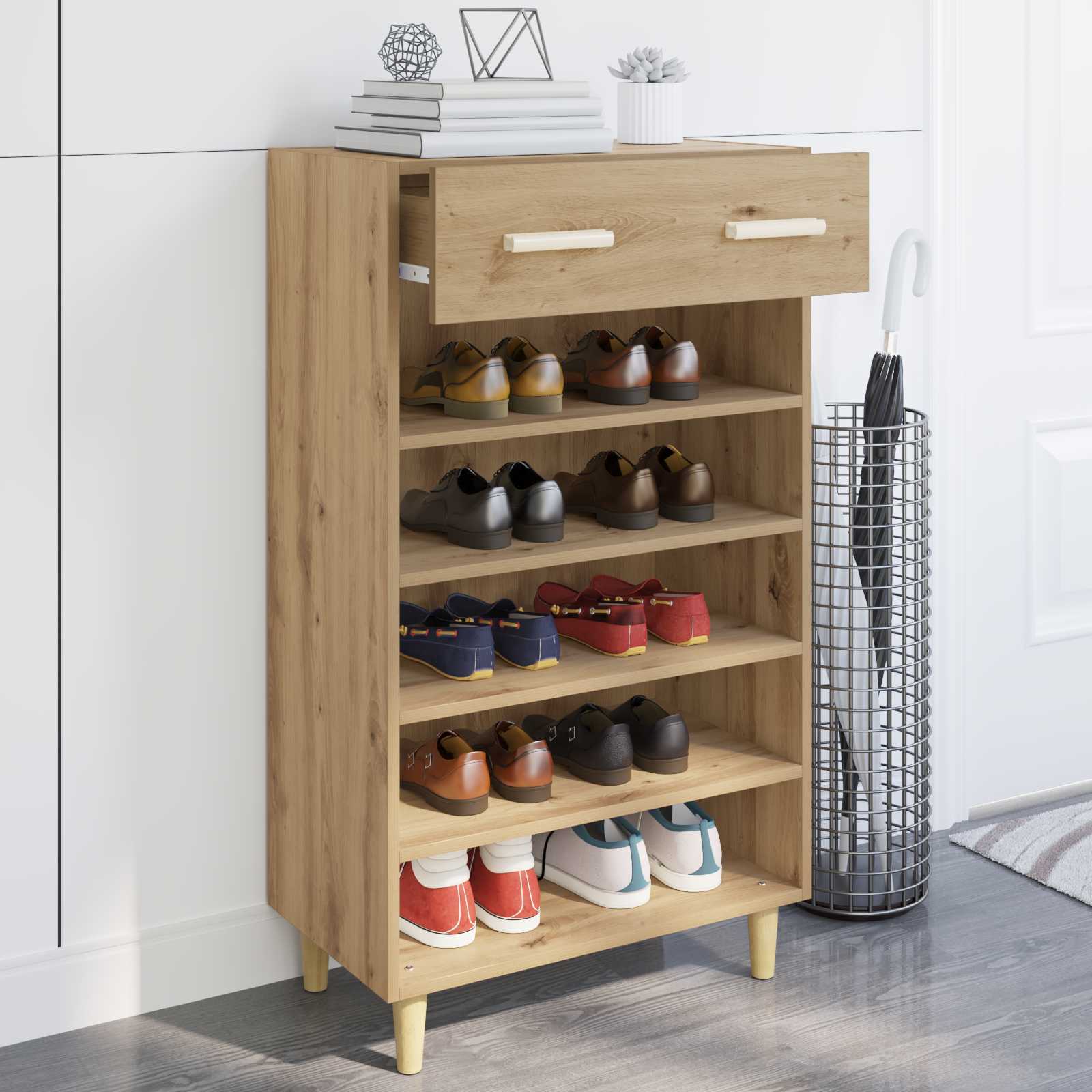 Schuhschrank Kunsthandwerk Eiche 60 x 35 x 105 cm Holzwerkstoff