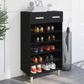 Schuhschrank mit Regal Schwarz Eichen-Optik 60 x 35 x 105 cm