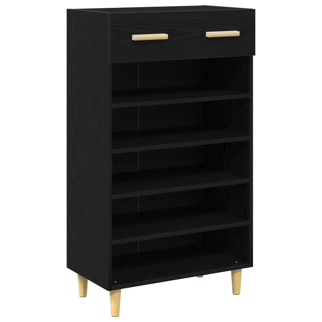 Schuhschrank mit Regal Schwarz Eichen-Optik 60 x 35 x 105 cm