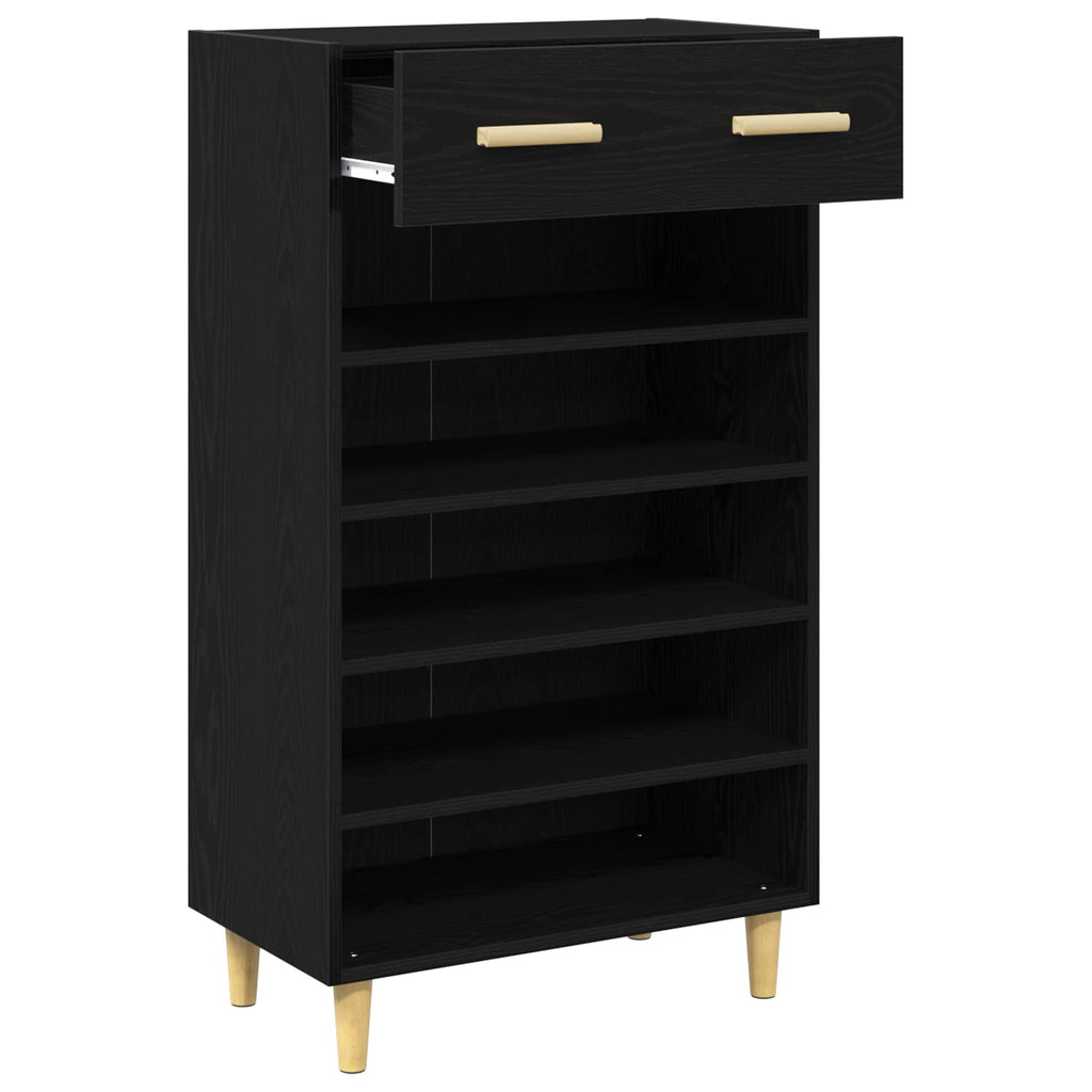 Schuhschrank mit Regal Schwarz Eichen-Optik 60 x 35 x 105 cm