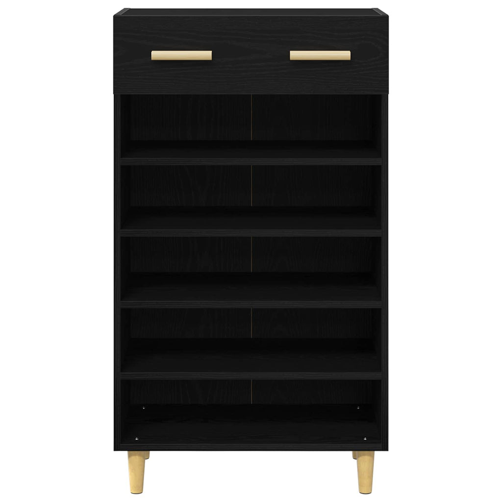 Schuhschrank mit Regal Schwarz Eichen-Optik 60 x 35 x 105 cm