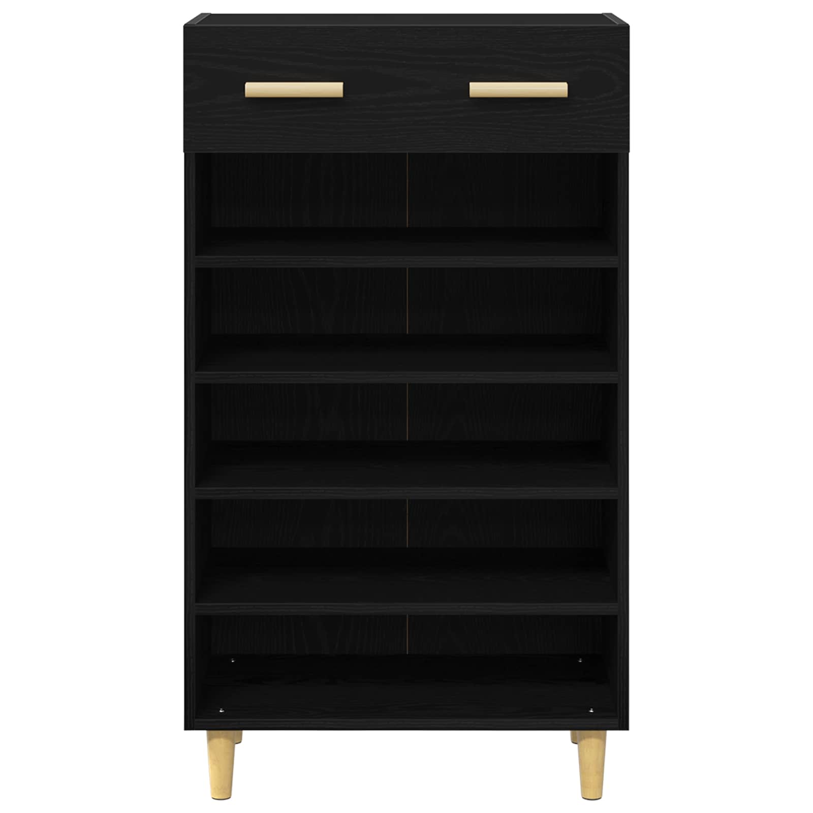 Schuhschrank mit Regal Schwarz Eichen-Optik 60 x 35 x 105 cm