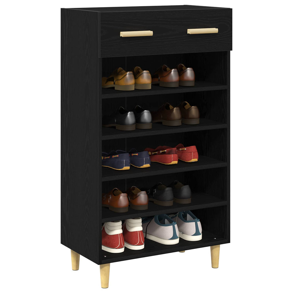 Schuhschrank mit Regal Schwarz Eichen-Optik 60 x 35 x 105 cm