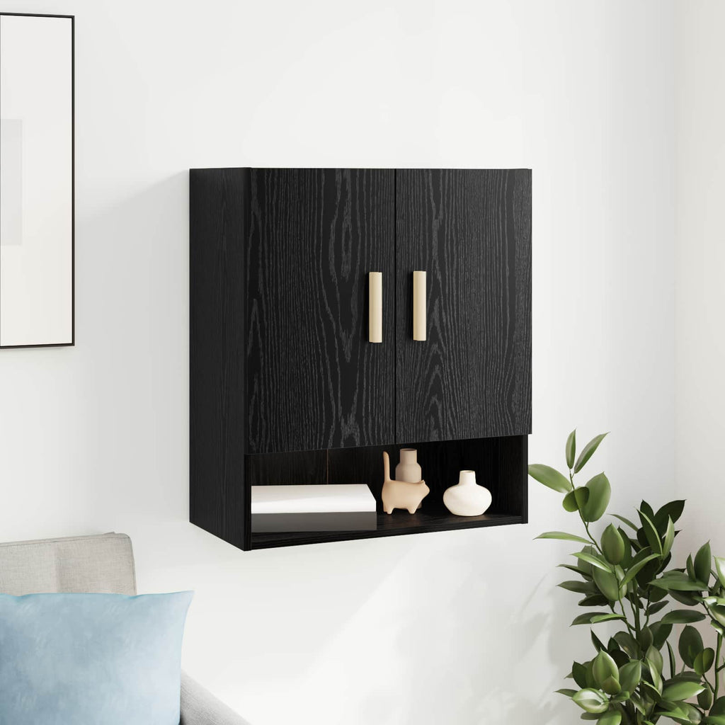 Wandschrank Schwarz Eichen-Optik 60 x 31 x 70 cm Holzwerkstoff