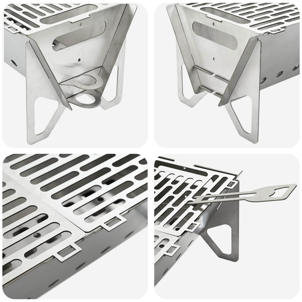 Camping Feuerstelle 42 x 22 x 18 cm Edelstahl Silber
