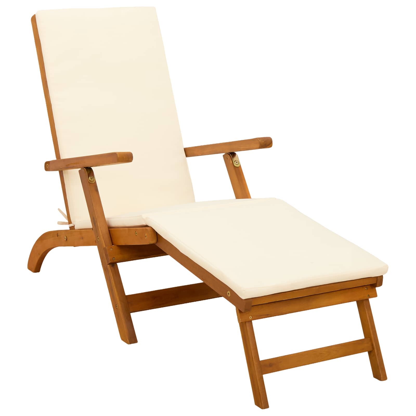 Liegestuhl zum Verstellen und Klappen 2 pcs Cremeweiß