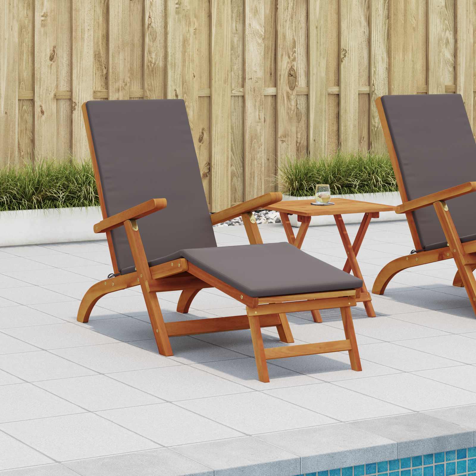 Liegestuhl zum Verstellen und Klappen 2 pcs Dunkelgrau