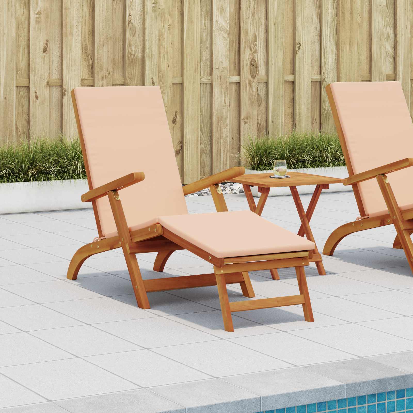 Liegestuhl zum Verstellen und Klappen 2 pcs Beige
