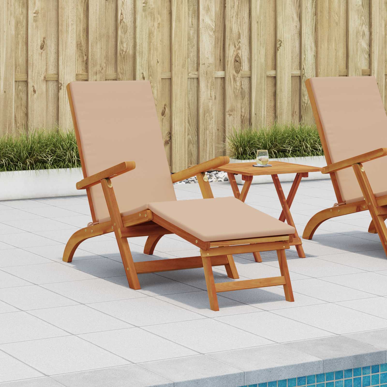Liegestuhl zum Verstellen und Klappen 2 pcs Taupe