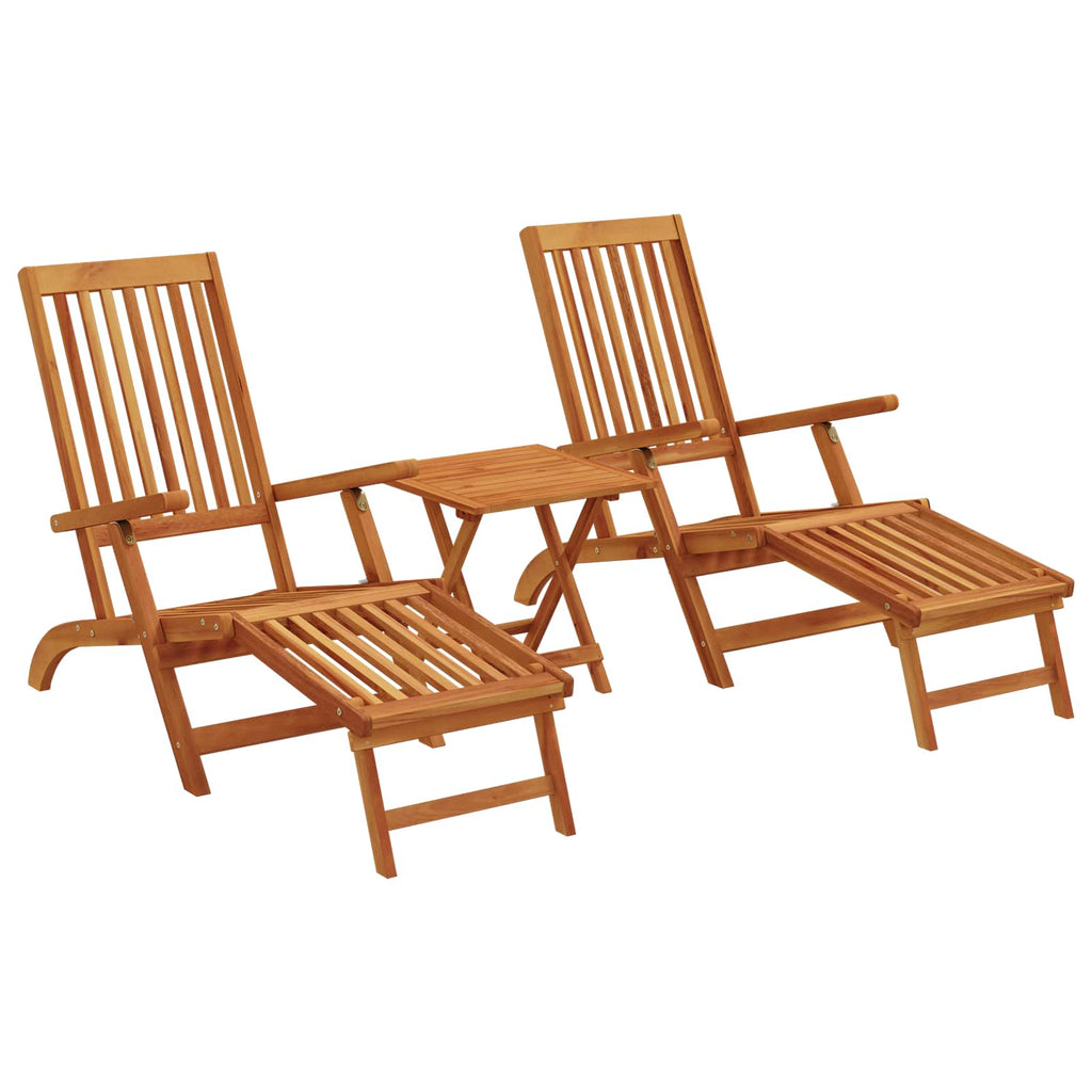 Liegestuhl zum Verstellen und Klappen 2 pcs Natur