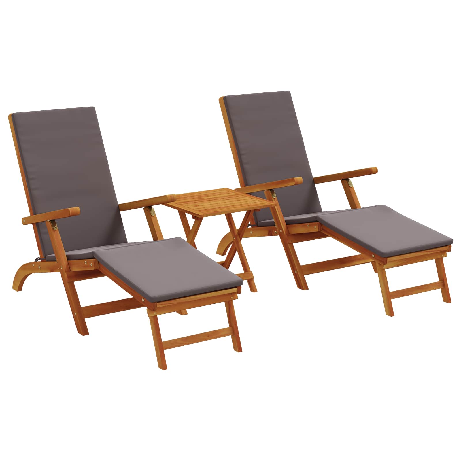 Liegestuhl zum Verstellen und Klappen 3 pcs Dunkelgrau