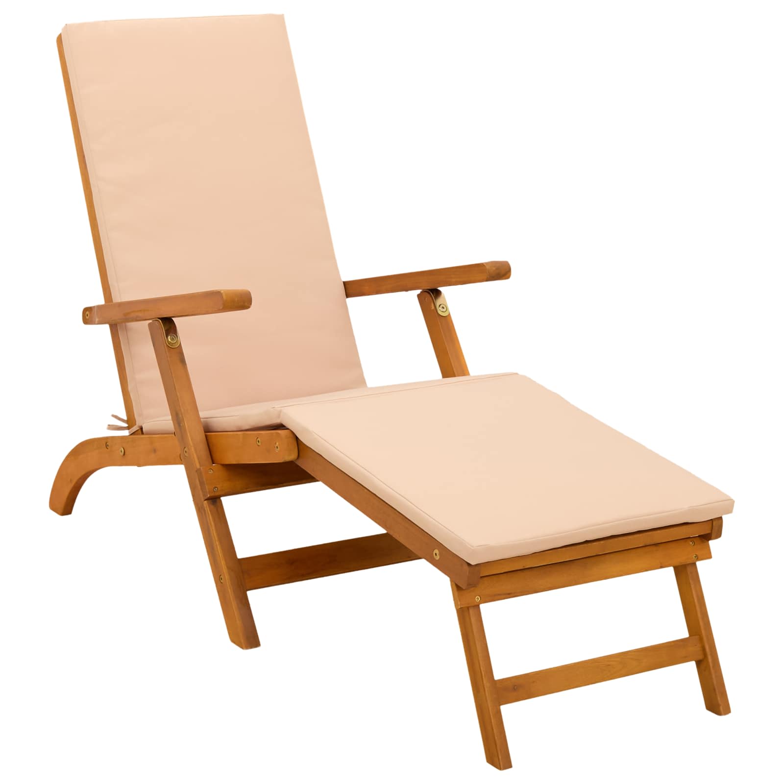 Liegestuhl zum Verstellen und Klappen 3 pcs Beige