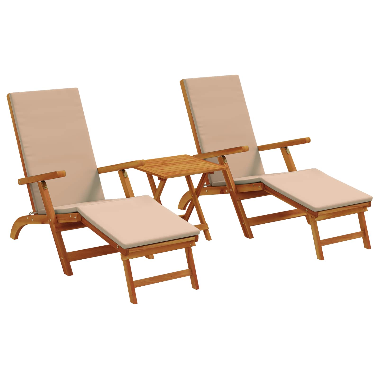 Liegestuhl zum Verstellen und Klappen 3 pcs Taupe