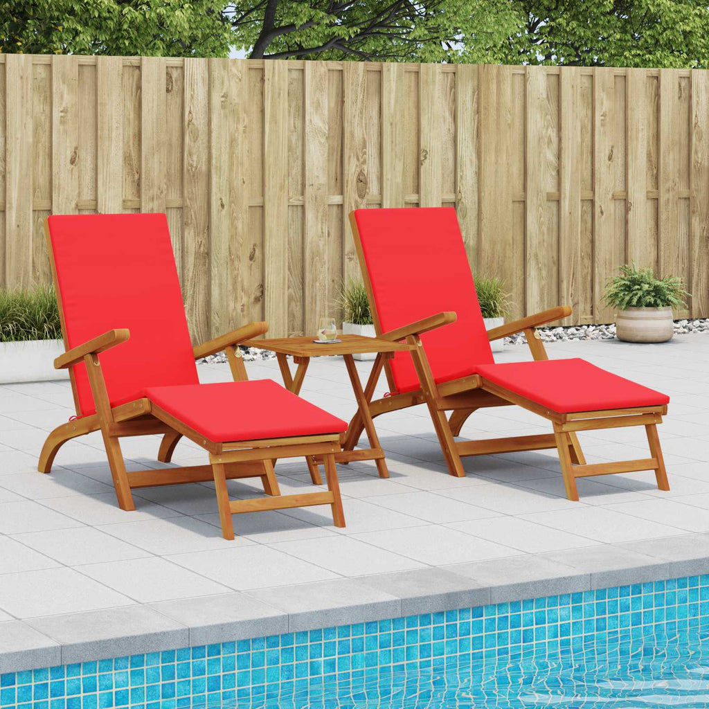 Liegestuhl zum Verstellen und Klappen 3 pcs Rot