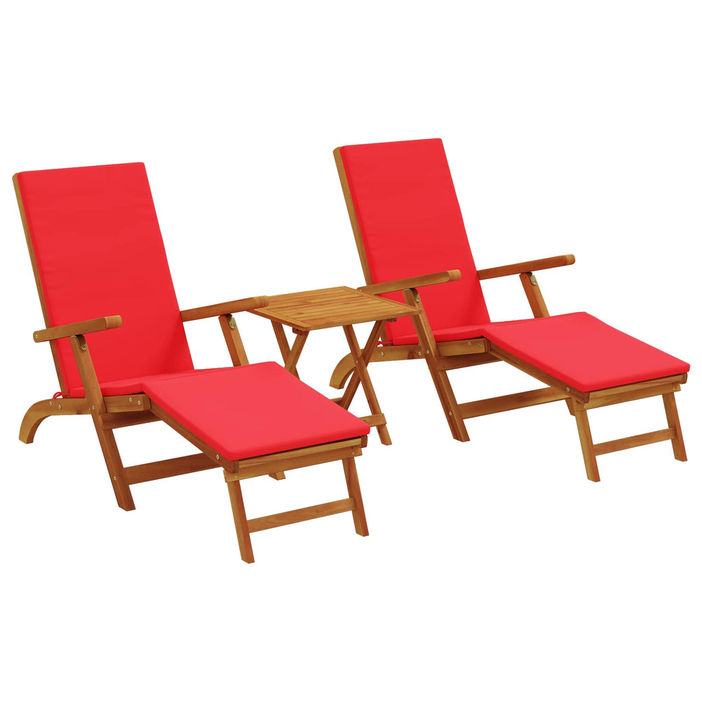 Liegestuhl zum Verstellen und Klappen 3 pcs Rot