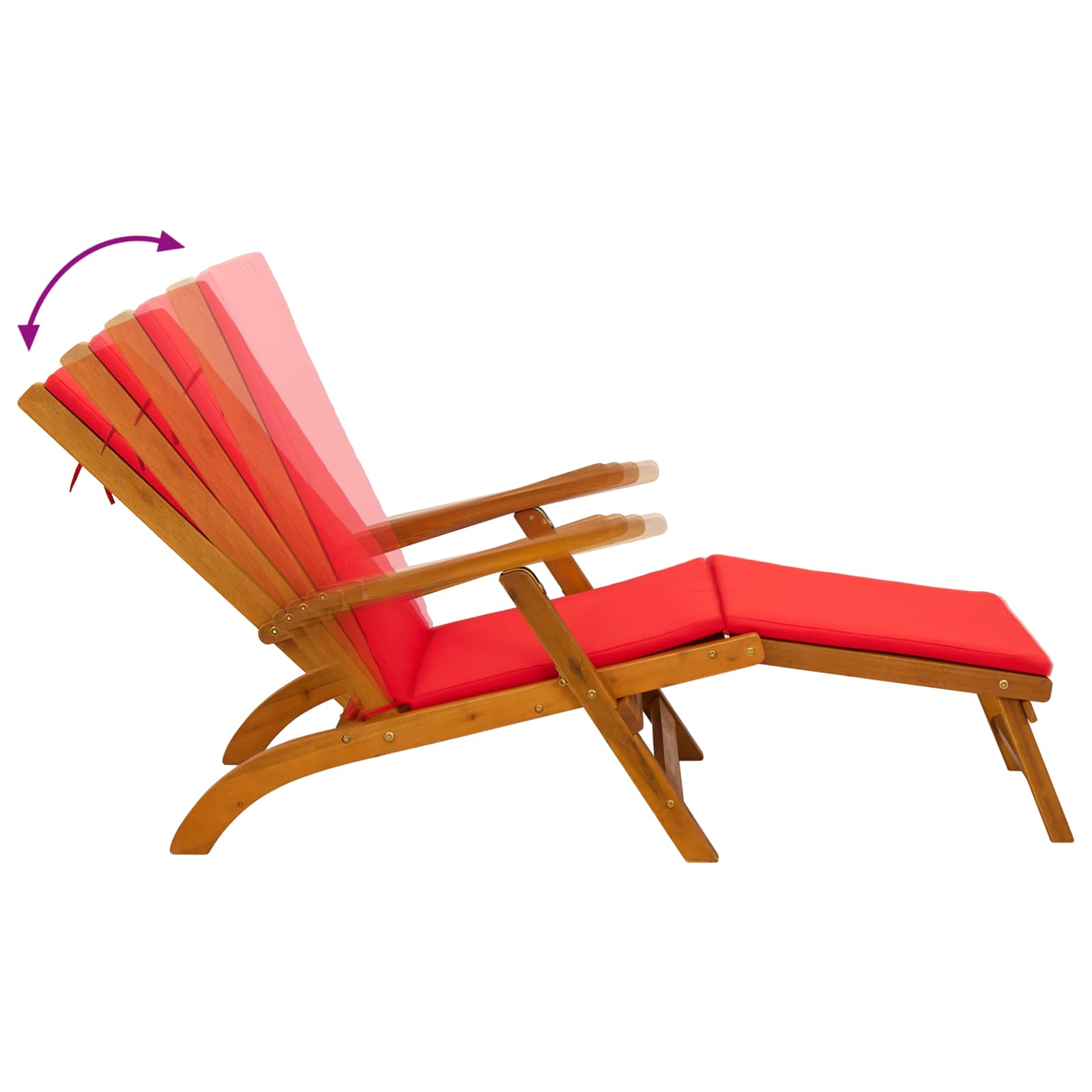 Liegestuhl zum Verstellen und Klappen 3 pcs Rot