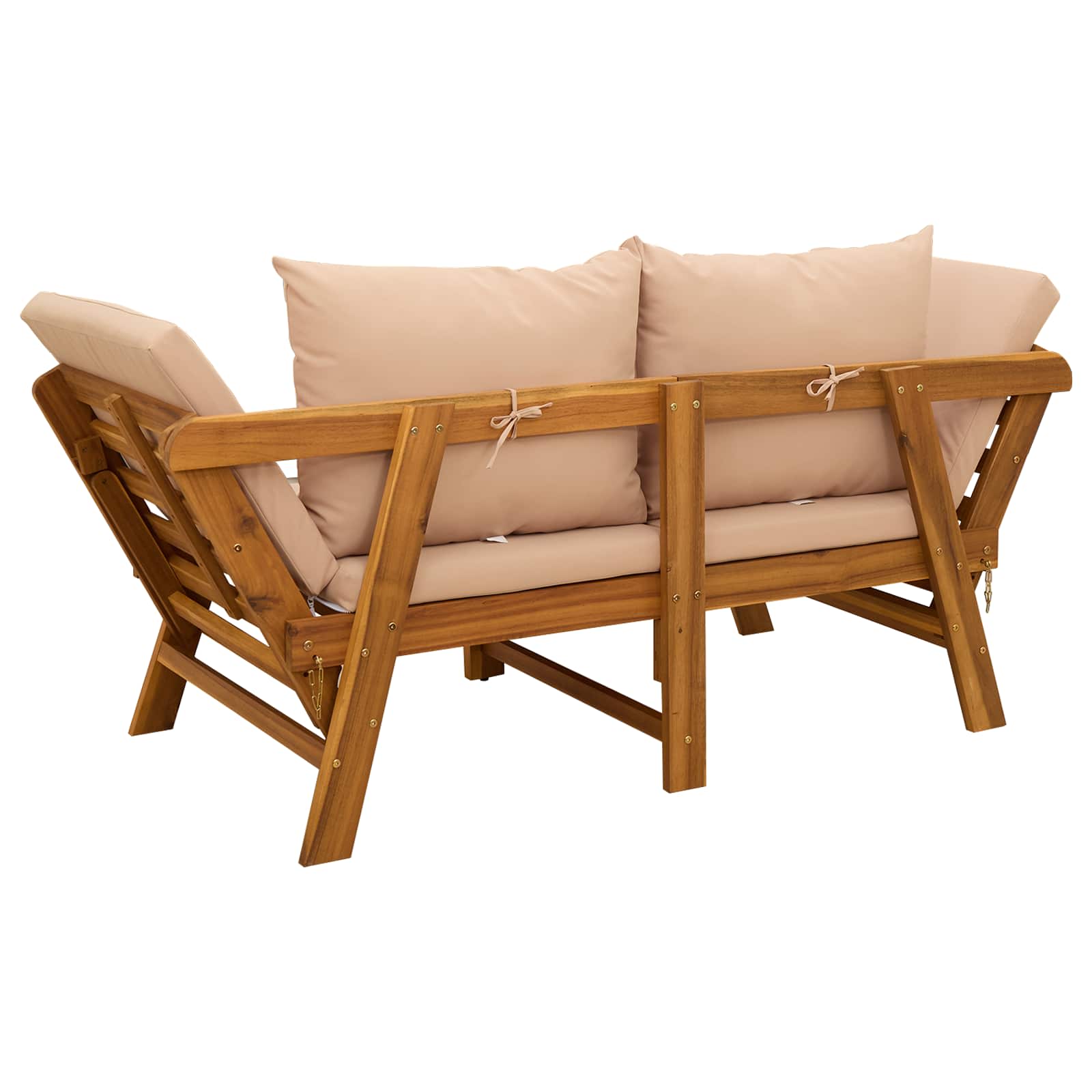 3-in-1 Gartenbank mit Kissen Massives Akazienholz Natur