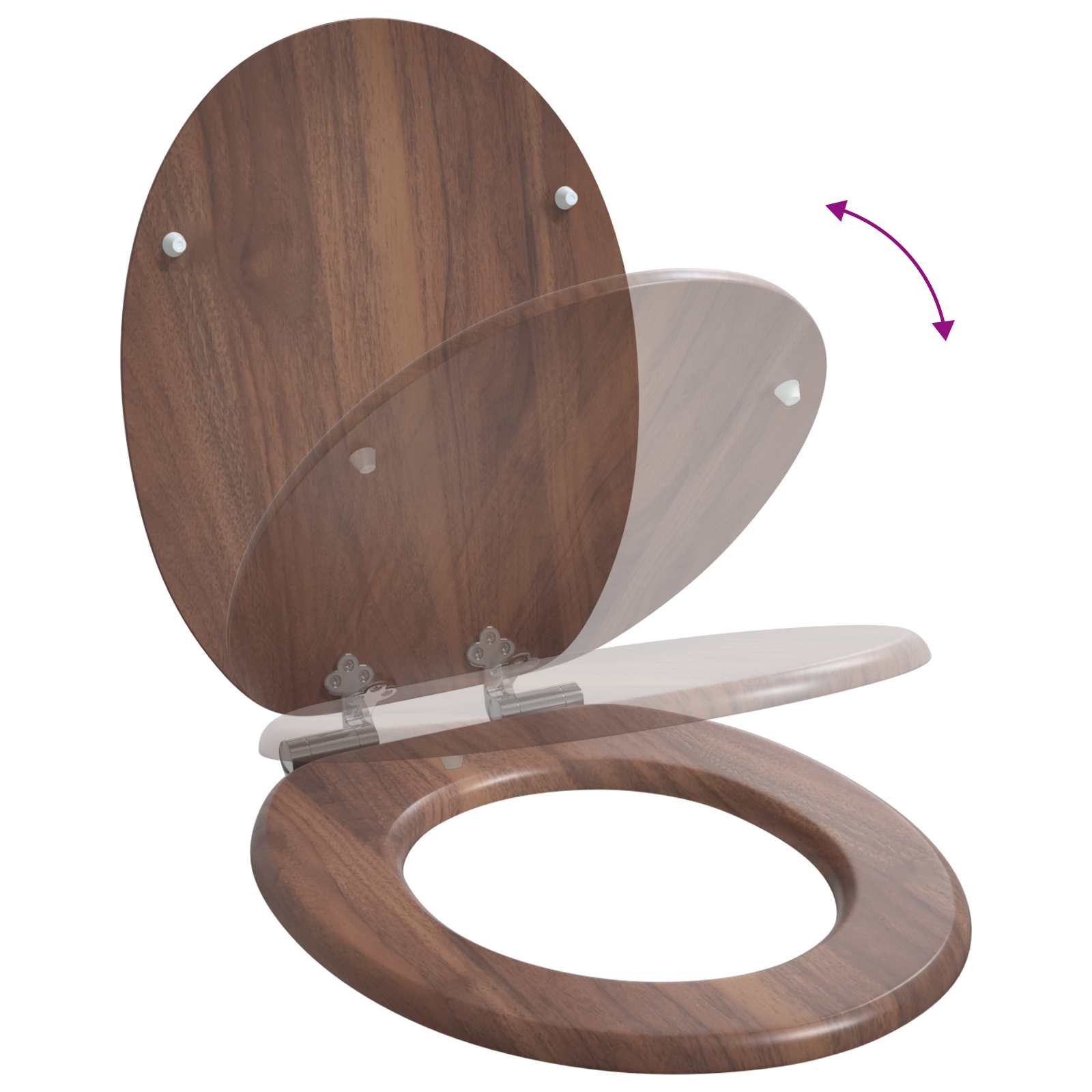 Soft-Close Toilettensitz Braun 44 x 38 cm MDF-Platte